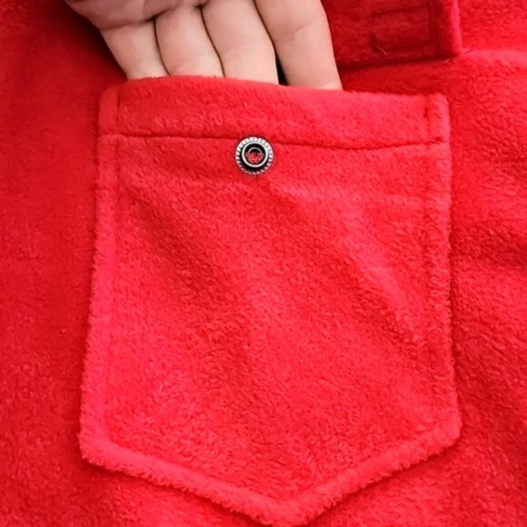 CAT Men's Red Fleece Hooded Button Up Jacket Quilted Insulated Lining Size Large - Picture 3 of 16